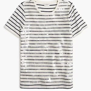 J. Crew Factory ce600 Striped sequin-embellished tee size small NWT